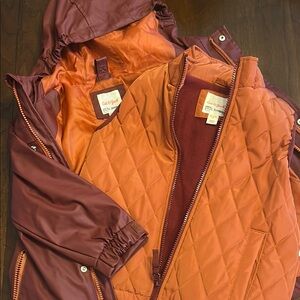 Kids Rain Jacket with Removable Fleece Puffer Vest